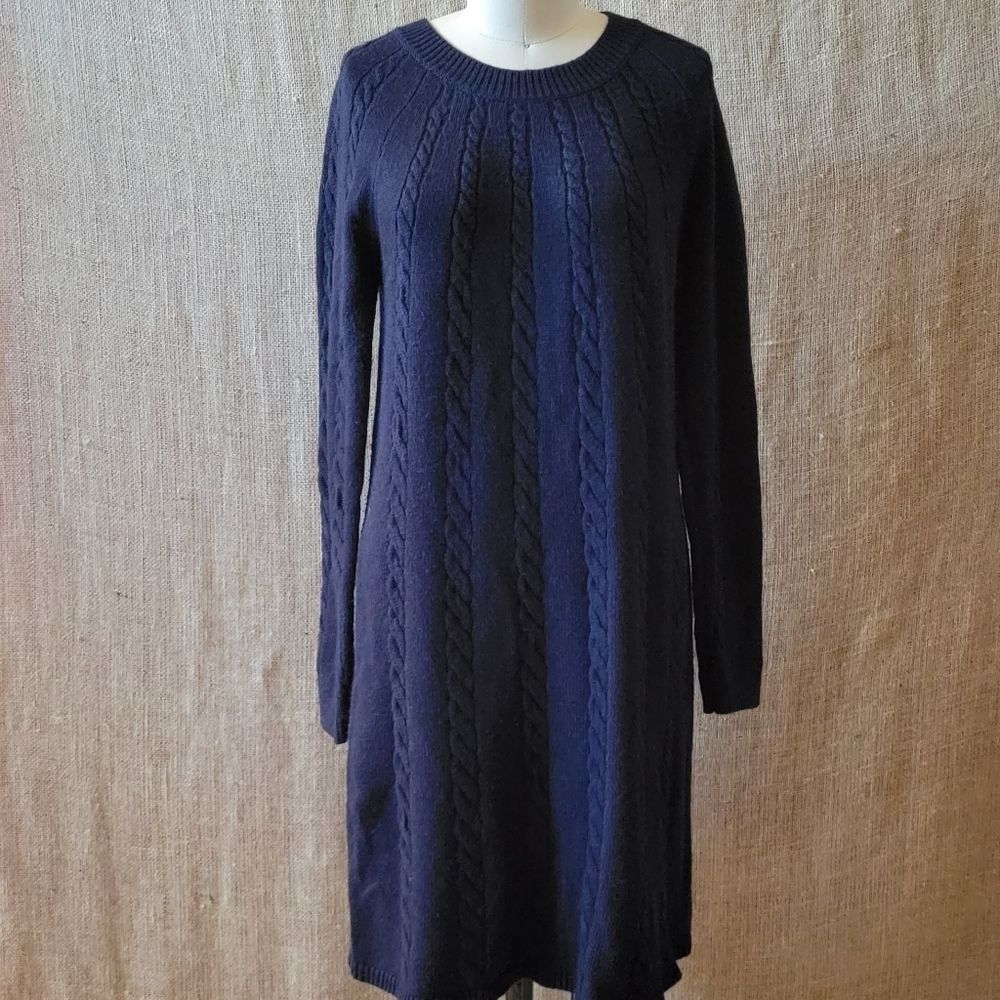 BODEN Navy Cable Wool Blend Sweater Dress-6